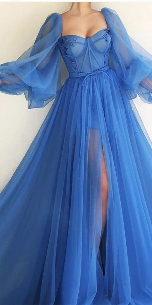 Off the Shoulder Blue Prom Dresses    cg10555