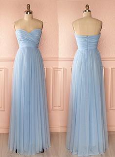 Sweetheart neck baby blue chiffon long A-line prom dress, bridesmaid dresses    cg10567