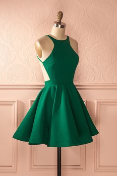 Backless Green Homecoming Dress With Pleats   cg10623