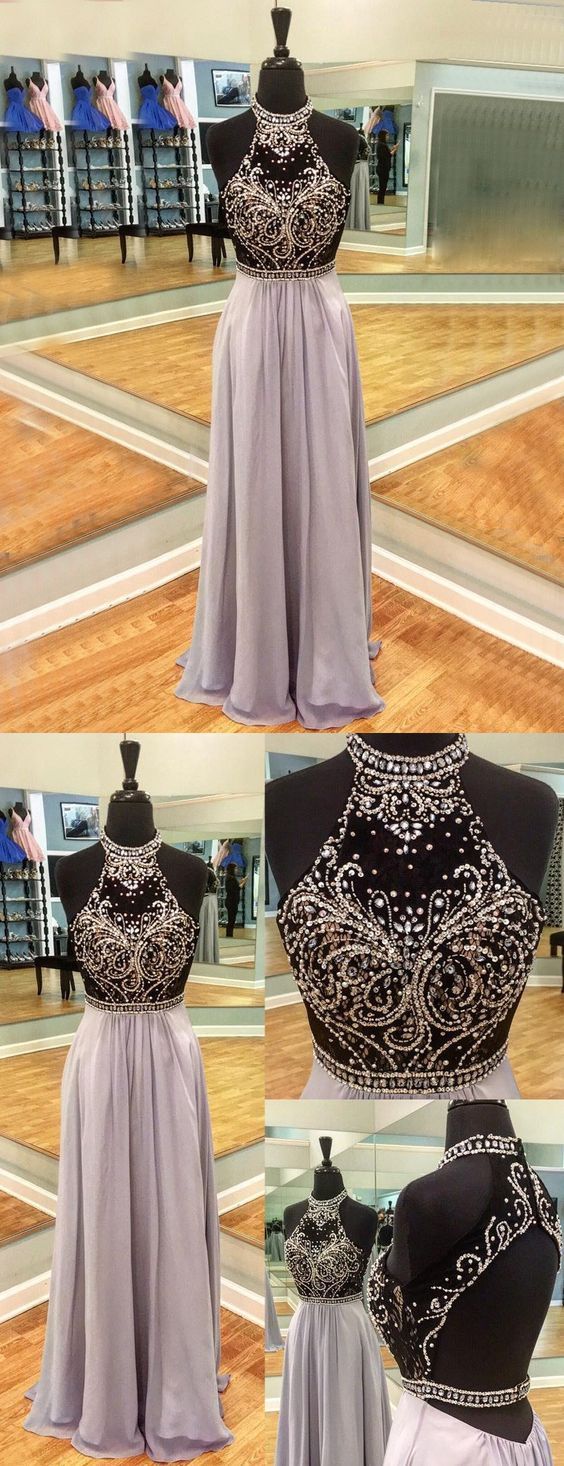 Sexy High neck sequin long prom dress, sequin evening dress for teens   cg10627