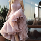 Pink tulle short prom dress    cg10644