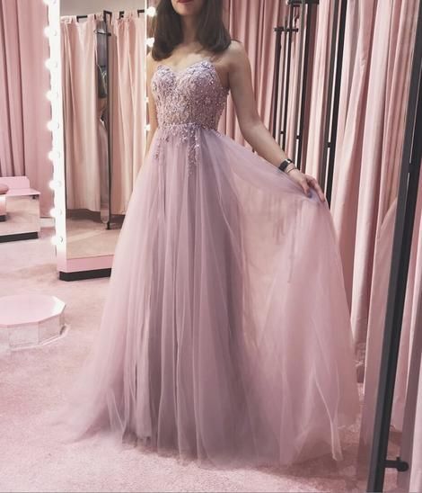 Pink tulle beads long prom dress evening dress   cg10728