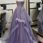 Tulle Long V-Neckline Straps Layers Prom Dress, Evening Gown Formal Dress   cg10787