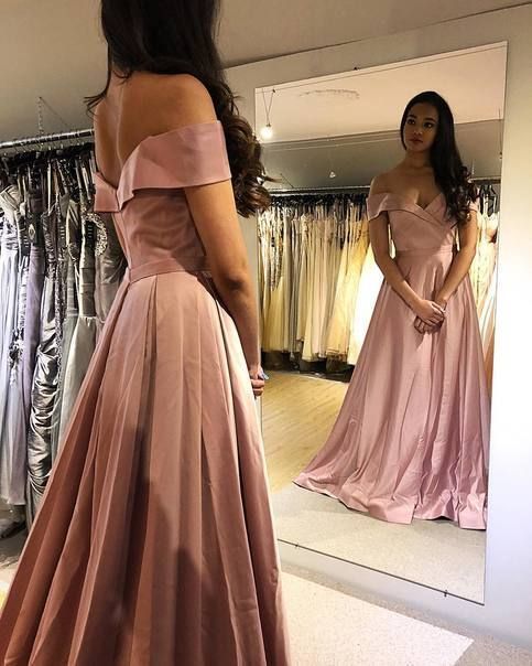 Princess Off Shoulder Pink Long Formal Dress Prom Dress    cg10806