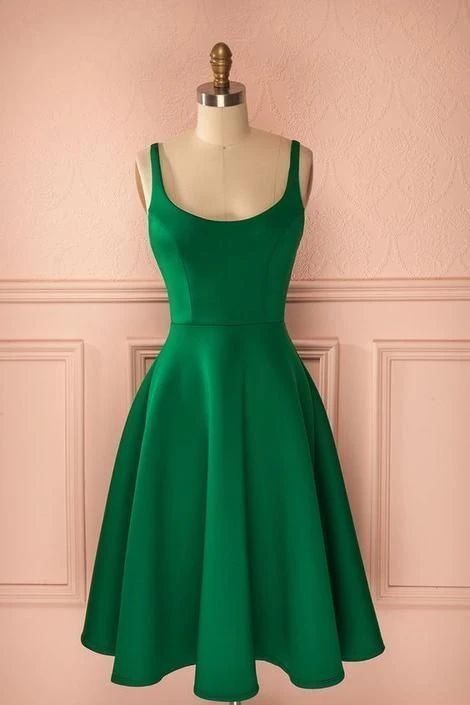 A-Line Green Satin Homecoming Dress   cg10812