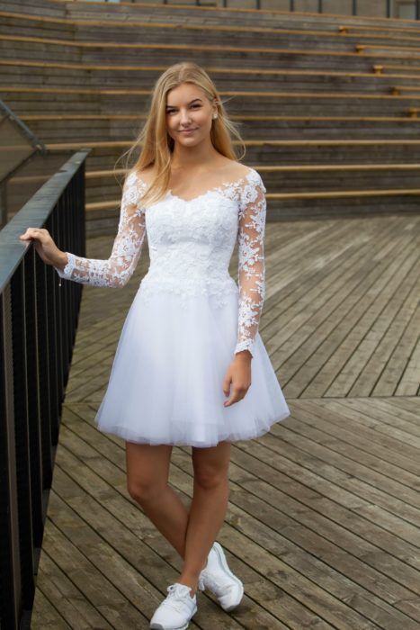 Elegant White Appliques Short Homecoming Dress   cg10908