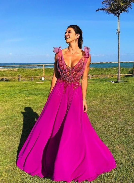 Deep V Neck Sleeveless Modern Prom Dress   cg10965