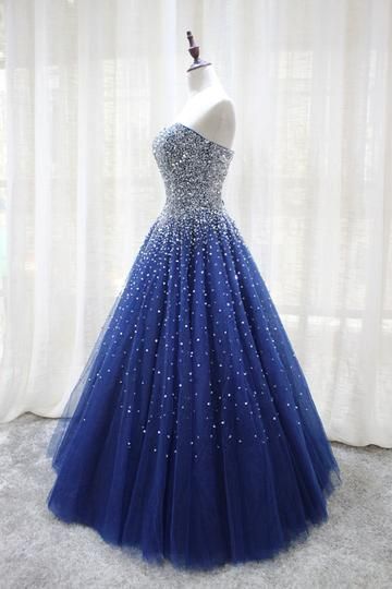Gorgeous Sparkle Blue Sweet 16 Dress, Handmade Beaded Formal Gown    cg11002