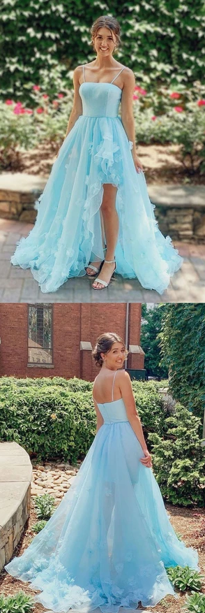 Blue tulle long prom dress blue formal dress   cg11043