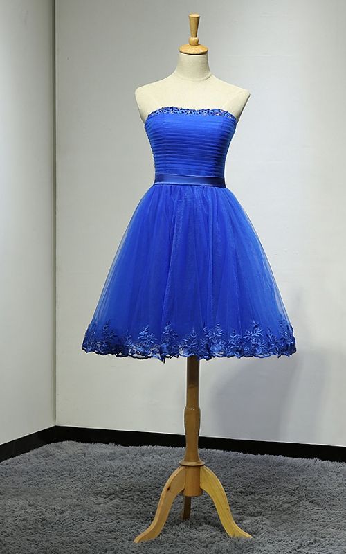 Knee Length Strapless Beading Sleeveless Tulle One Shoulder Short Homecoming Dress   cg11067