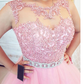 Pink round neck tulle lace long prom dress. pink evening dress   cg11073