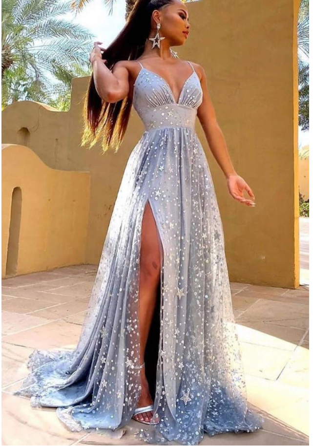 v neck tulle long prom dress , tulle formal dress    cg11074