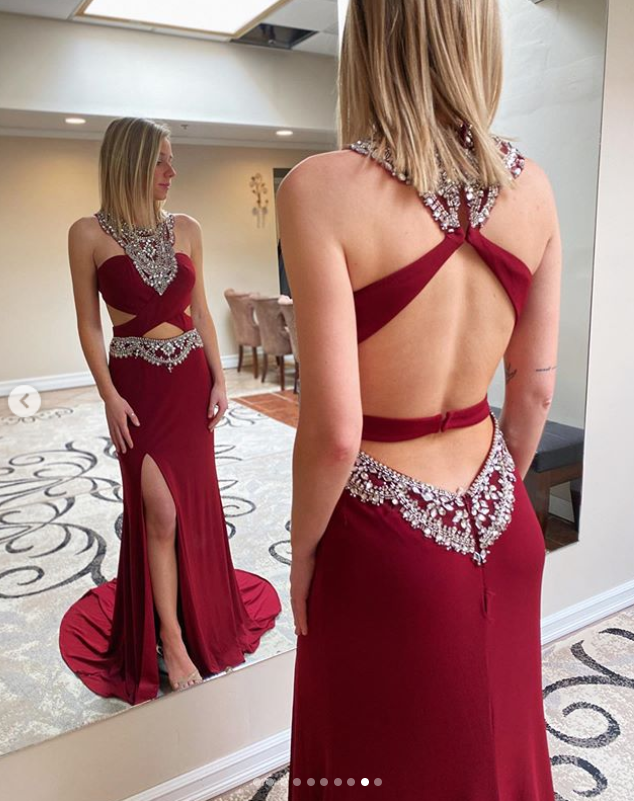Red Prom Dress,Mermaid Prom Gown,Beading Evening Dress,Satin Prom Gown   cg11085