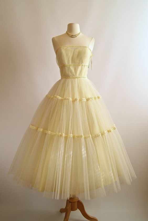 Vintage yellow dress  Homecoming Dress   cg11152