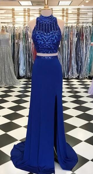 Two Piece Beaded Long Prom Dress Semi Formal Dresses   cg11163