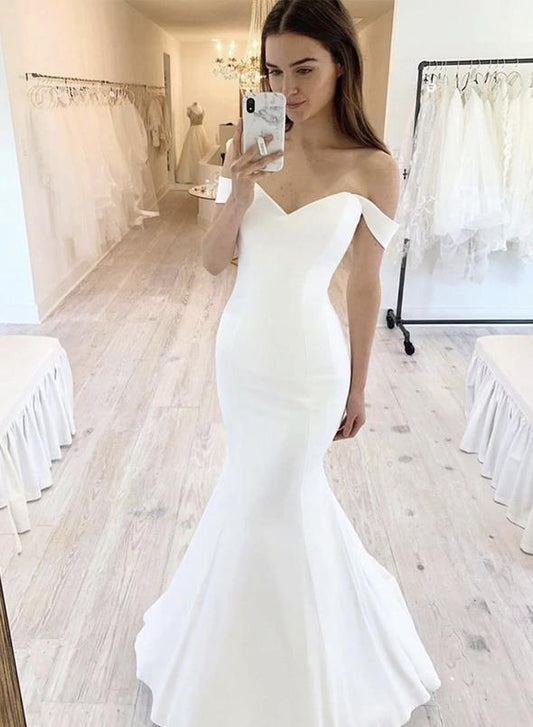 White mermaid long prom dress evening dress    cg11202