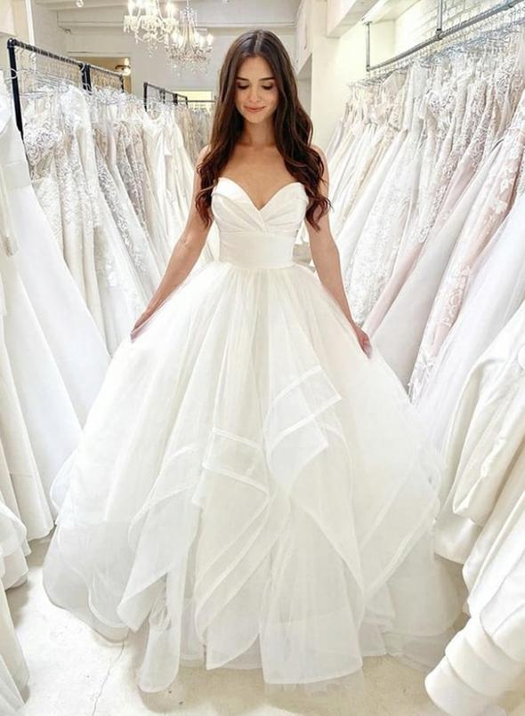 White tulle long ball gown dress formal dress long prom dress evening dress    cg11203