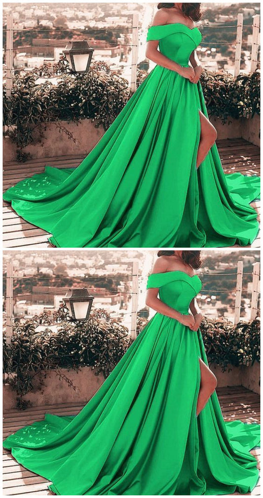 Forest green prom dresses satin prom dress    cg11254