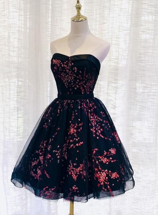 Lovely Black Sweetheart Short Homecoming Dress   cg11256