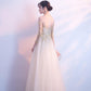 Beautiful Tulle Round Neckline A-Line Party Dress, Ivory Tulle Prom Dress   cg11266