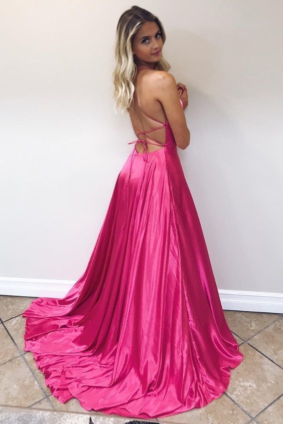 Simply Elegant Prom Dress, PinK Long Prom Dress, Straps Prom Dress with Lace Up Back   cg11301