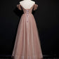 Dark Pink Tulle Beaded Layer Tulle Long Evening Dress, Charming Prom Dress   cg11410