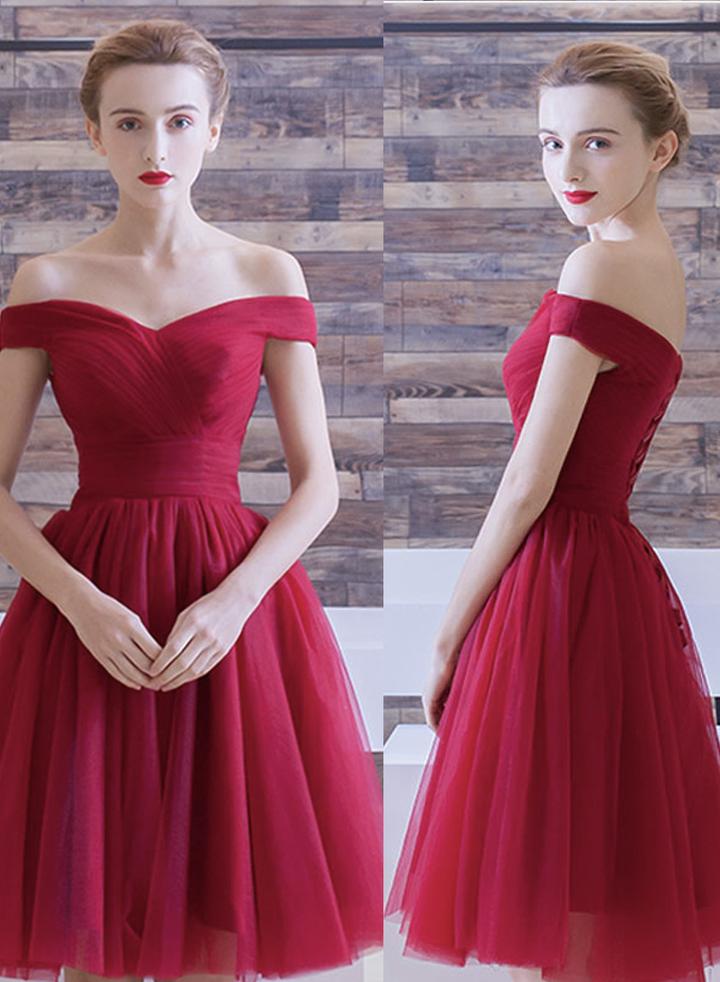 Red tulle short homecoming  dress simple party dress   cg11434