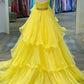 YELLOW SWEETHEART TULLE LONG PROM DRESS YELLOW FORMAL DRESS   cg11439
