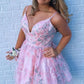 A Line Spaghetti Straps Light Sky Blue Homecoming Dress With Appliques   cg11587