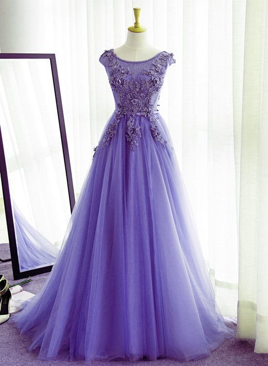 Charming Purple Tulle Party prom Dress, New Fashionable Evening Gown   cg11604