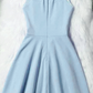 Light Blue Halter Short Wedding Party Dress, Cute Blue homecoming Dress   cg11615