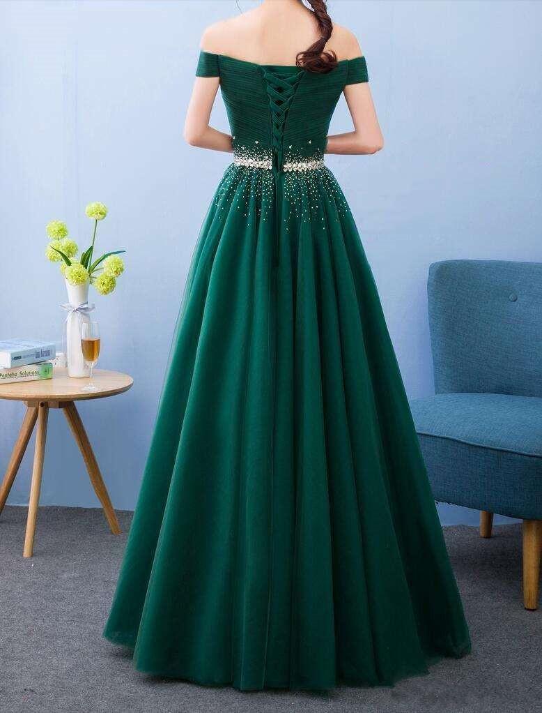 Off Shoulder Blue Beaded Long Party Dress, Sweetheart Floor Length Prom Dress   cg11616