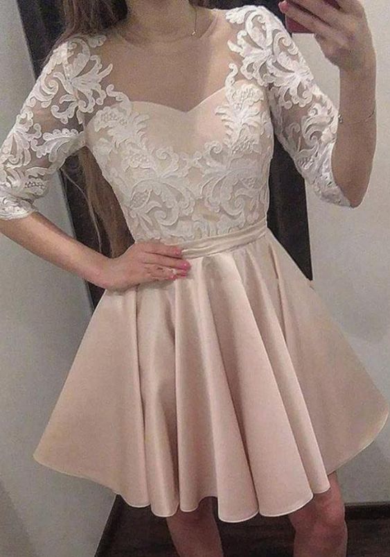 Gorgeous Champagne Homecoming Dress,Satin Short Homecoming Dresses   cg11666