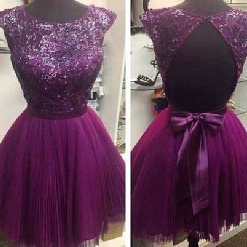 Grape Homecoming Dress,Princess Homecoming Dresses,Tulle Homecoming Dress    cg11720