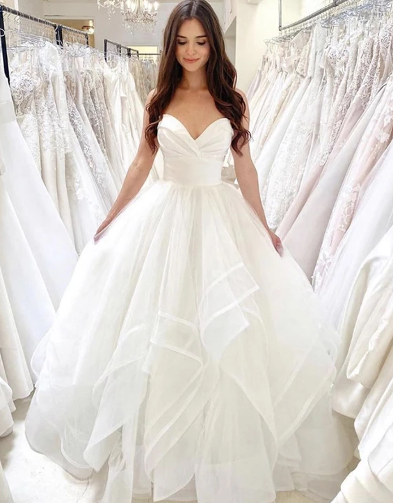 White tulle long ball gown dress wedding dress Prom Dress,Prom Dreses ...