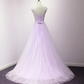 Lovely Tulle Round Neckline With Flowers, Long Wedding Party prom Dreses   cg11728