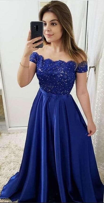 Off Shoulder Long Prom Dress With Applique and Beading Custom-made School Dance Dress Fashion Wedding Formal Dress   cg11758