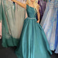 Green satin one shoulder prom dress evening dress   cg11774