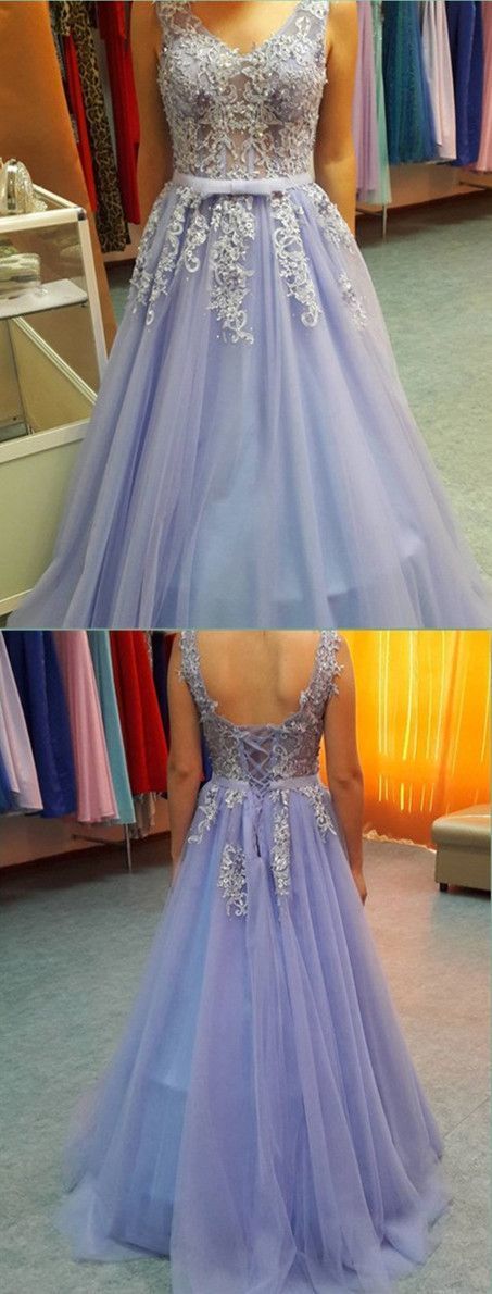 V-Neck Appliques Prom Dress,Long Prom Dresses   cg11789