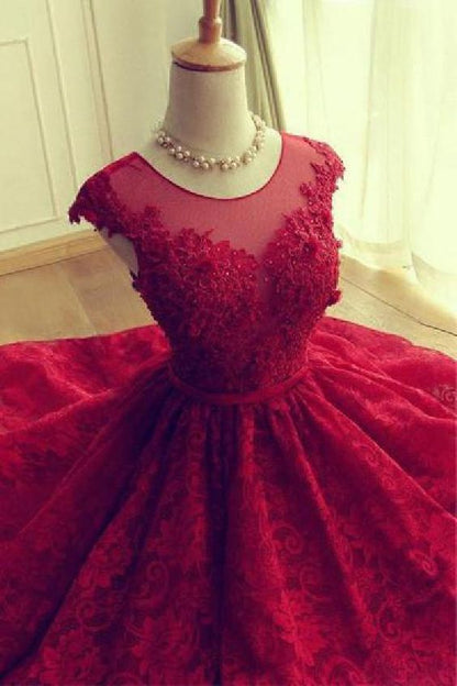 Short homecoming Dress, Lace Dress, Red Sexy Party Dress cg1180