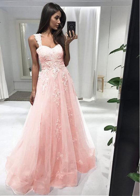 Pink A-Line Sweetheart Long Prom Dress   cg11844