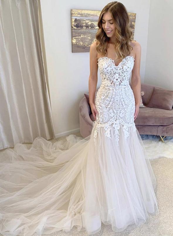 Mermaid lace tulle long prom dress evening dress   cg11847