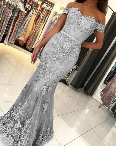Lace Mermaid Prom Dresses Off Shoulder Formal Gowns  cg11885