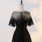 Black Tulle Long Party Dress With Lace Applique, Black Formal prom Gown   cg11896