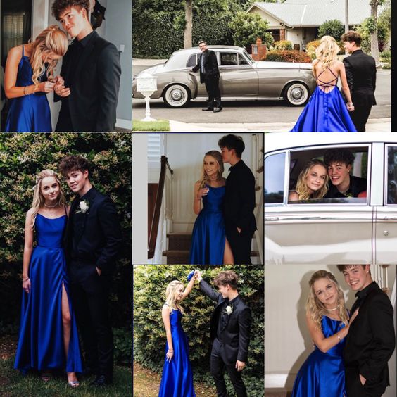 2020 Long Prom Dresses with Cross Back, Royal blue Prom Dresses Party Dresses   cg11905