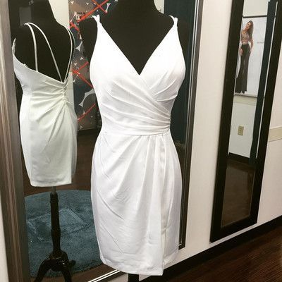 White Off The Shoulder Sheath Party Dress White Homecoming Dress White Cocktail Dress Y6873