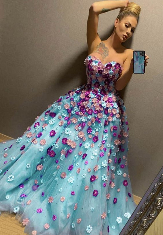 Stylish tulle appliqué prom dress formal dress   cg11965