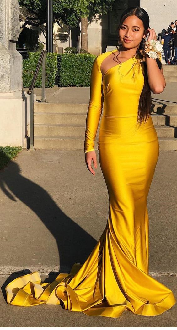 Yellow Prom Dresses, One Shoulder Formal Prom Dress   cg11987