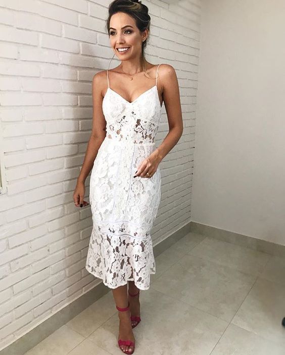 Short White Prom Dress with Lace cg1211