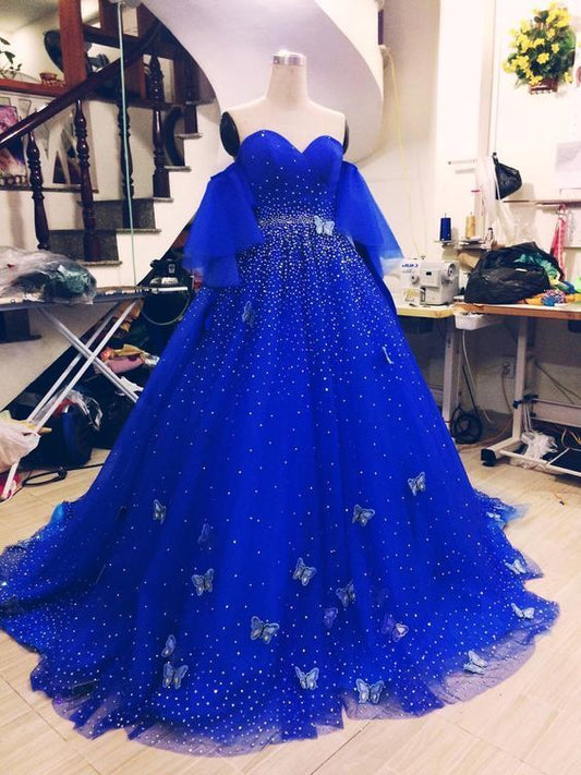 Crystals Princess Dress Blue Prom Dress    cg12142